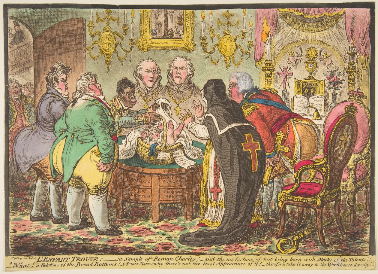 LEnfant Trouvé: een voorbeeld van Romeinse liefdadigheid! - of - het ongeluk om niet geboren te zijn wi..., 19 mei 1808 door James Gillray