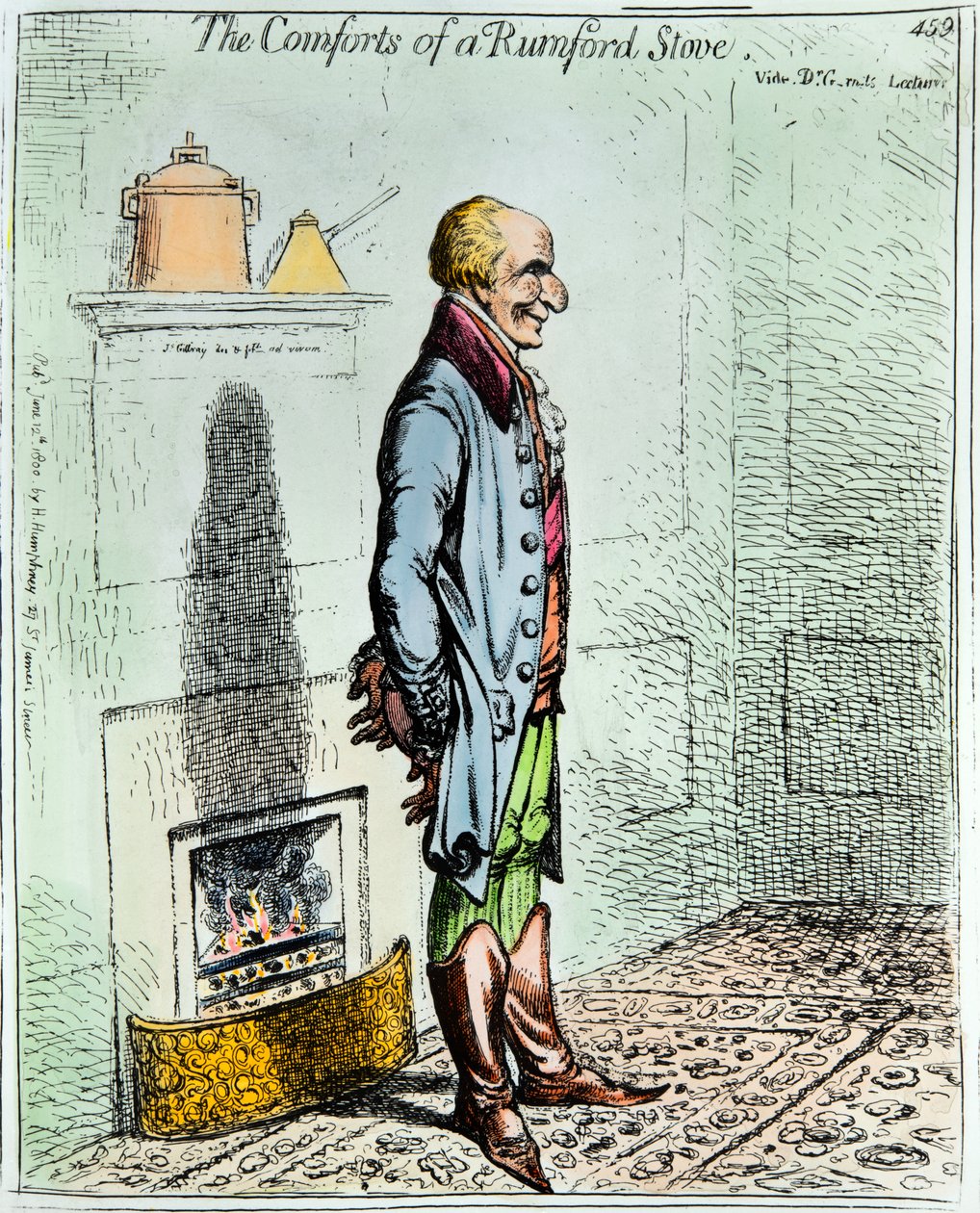 Het comfort van Rumford-kachels door James Gillray