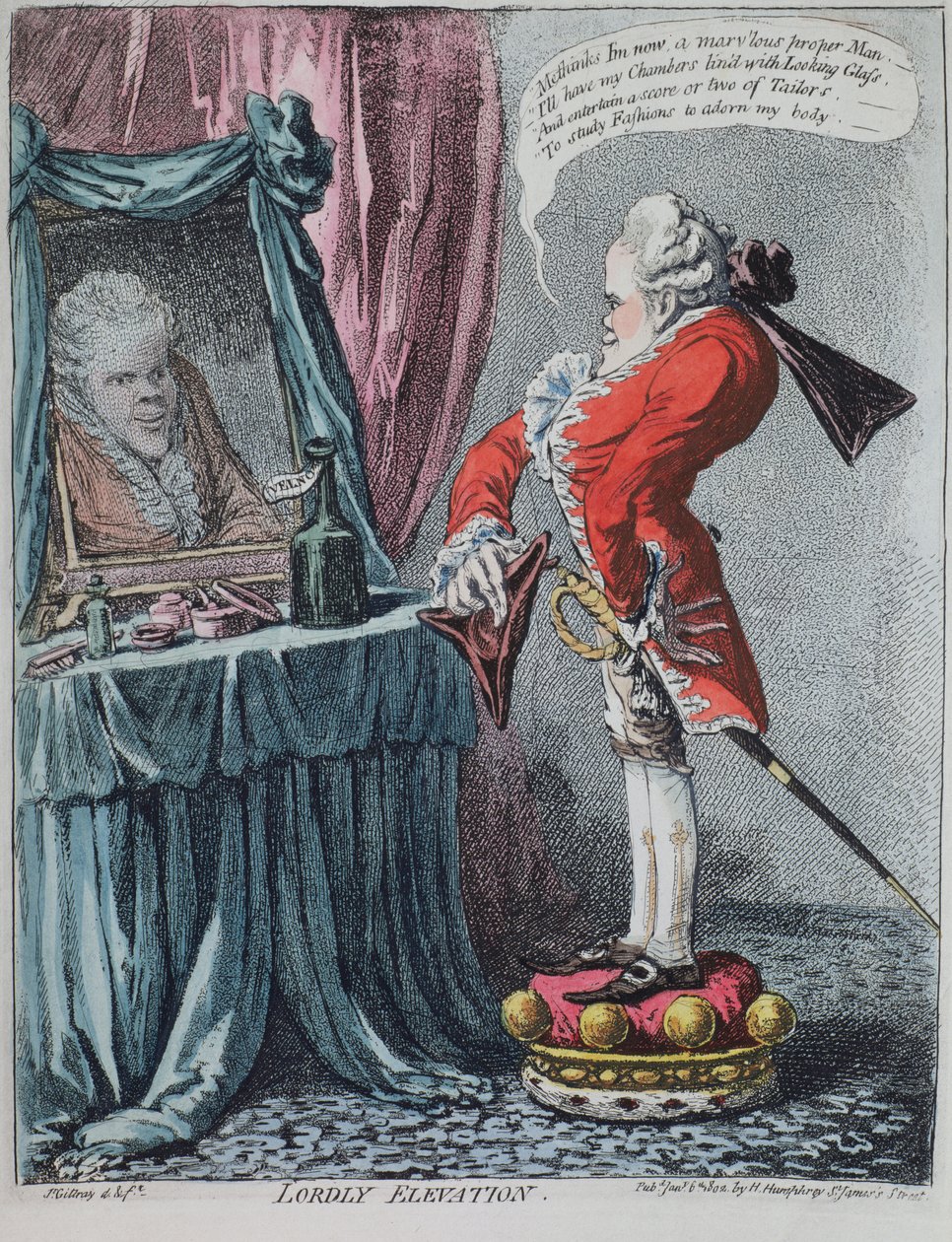 Lordly Elevation, uitgegeven door Hannah Humphrey, 1802 door James Gillray