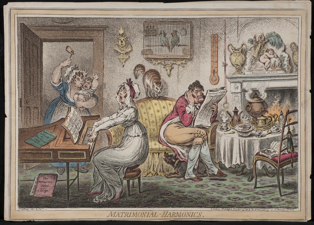 Huwelijkse Harmonieën, uitgegeven door Hannah Humphrey, 1805 door James Gillray