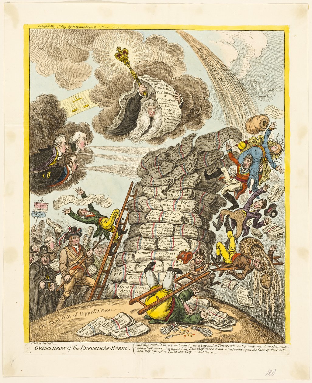 Omverwerping van de Republikeinse-Babel door James Gillray
