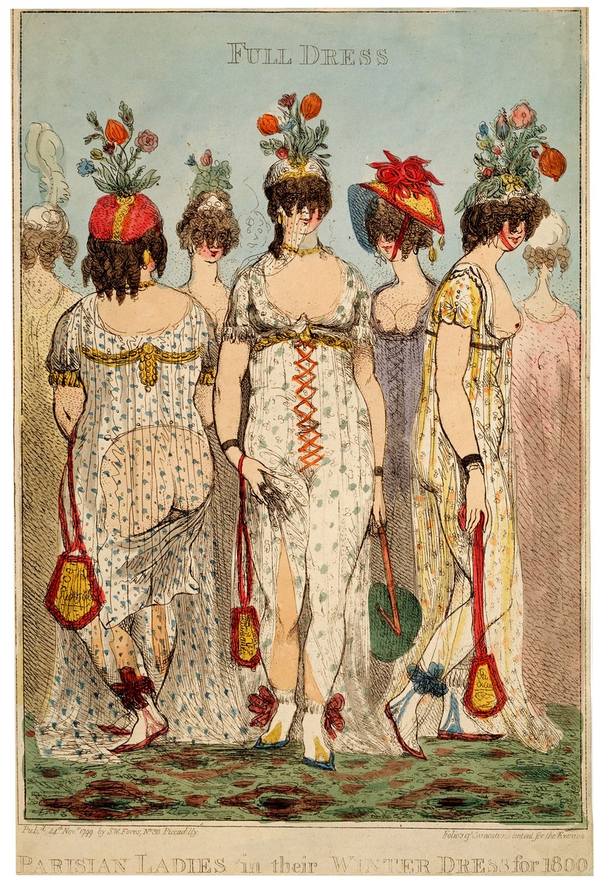 Parijse dames in hun volledige winterkleding voor 1800, 1799 door James Gillray