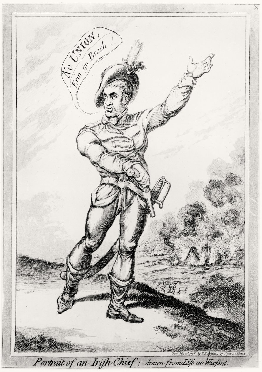 Portret van een Ierse Hoofdman, getekend naar het leven in Wexford, uitgegeven door H. Humphrey, 10 juli 1798 door James Gillray