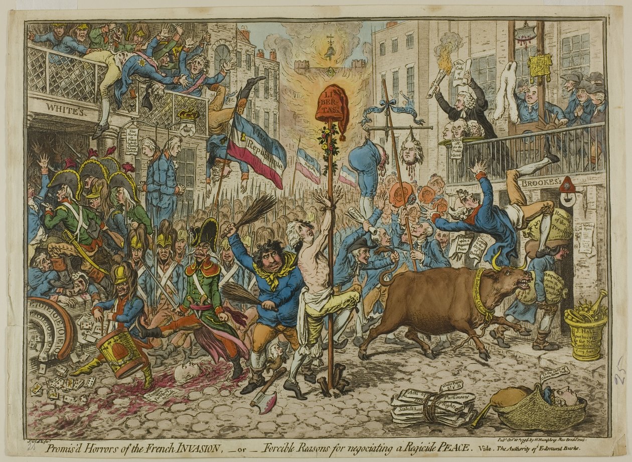 Beloofde verschrikkingen van de Franse invasie door James Gillray