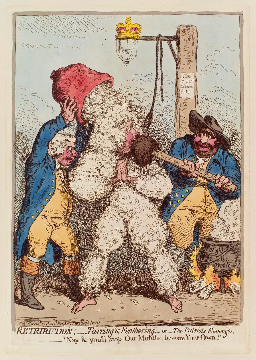 Vergelding: Teer en Veren, of De Wraak van de Patriot door James Gillray