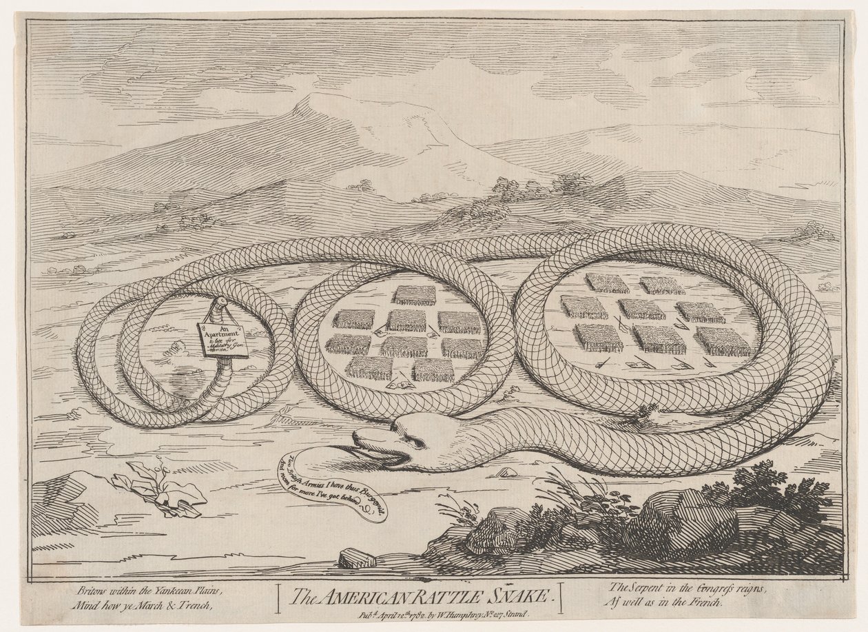 De Amerikaanse Ratel Slang, 12 april 1782 door James Gillray.