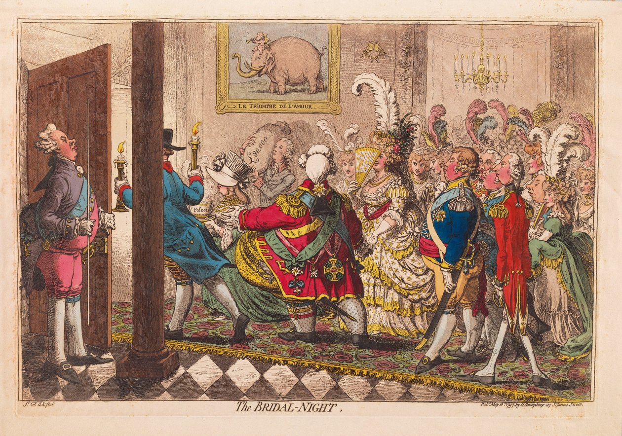 De huwelijksnacht, uitgegeven 1797 door James Gillray