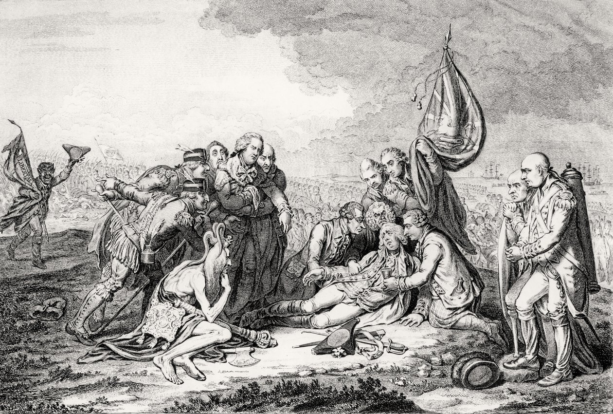De Dood van de Grote Wolfe, uitgegeven door H. Humphrey, 1795 door James Gillray