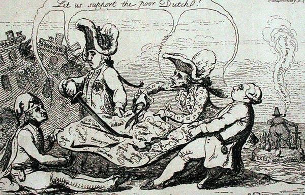 De Nederlandse divisies, uitgegeven door S.W. Fores in 1787 door James Gillray