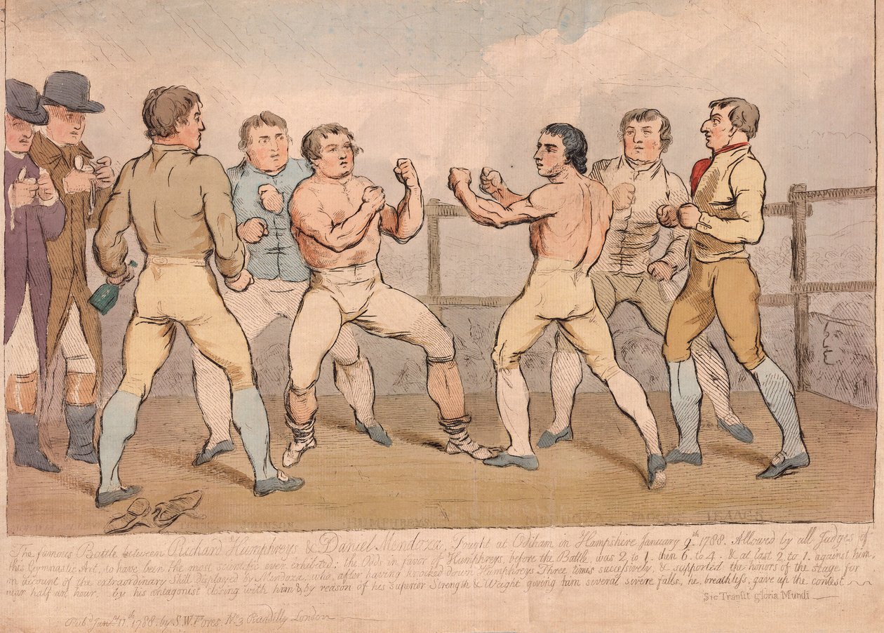 Het Beroemde Gevecht Tussen Richard Humphreys en Daniel Mendoza, 9 januari 1788 door James Gillray