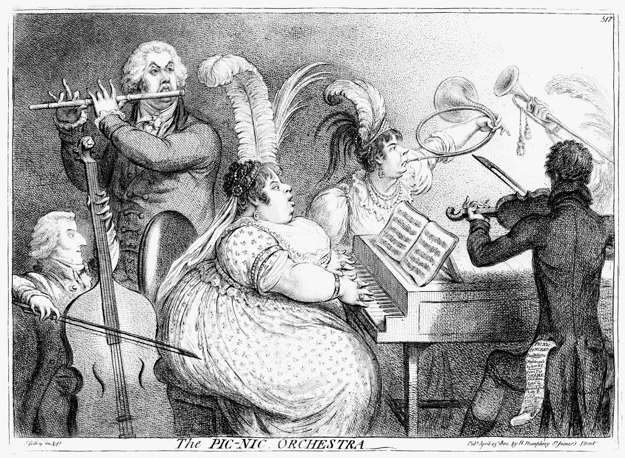 Het Pic-Nic Orkest, James Gilray, 1802 door James Gillray