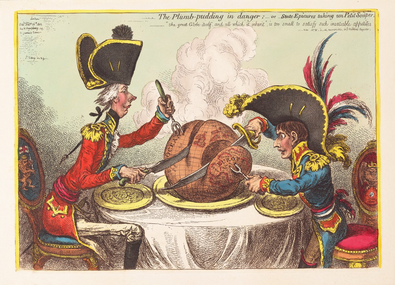 De Pruimentaart in Gevaar of Staatsgenieters nemen een Petit Souper door James Gillray