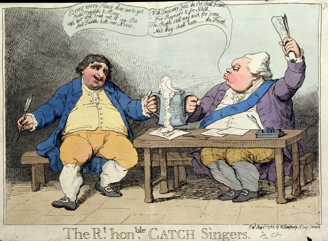 The Right Honourable Catch Singers, uitgegeven door William Humphrey in 1783 door James Gillray