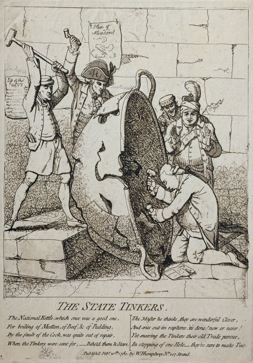 De Staats Tinkers, gepubliceerd door William Humphrey in 1780 door James Gillray