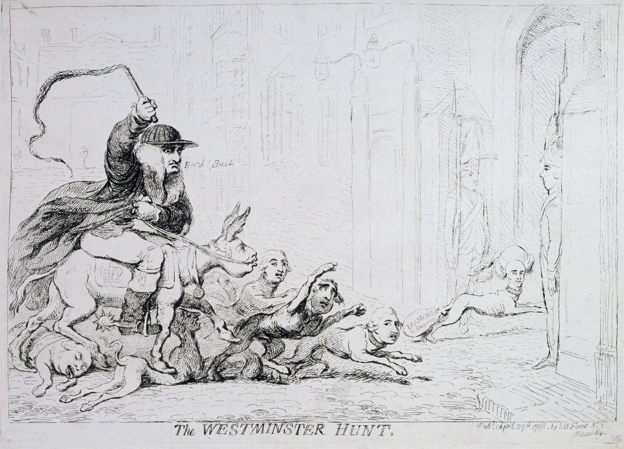 De Westminster Hunt, uitgegeven in 1788 door James Gillray