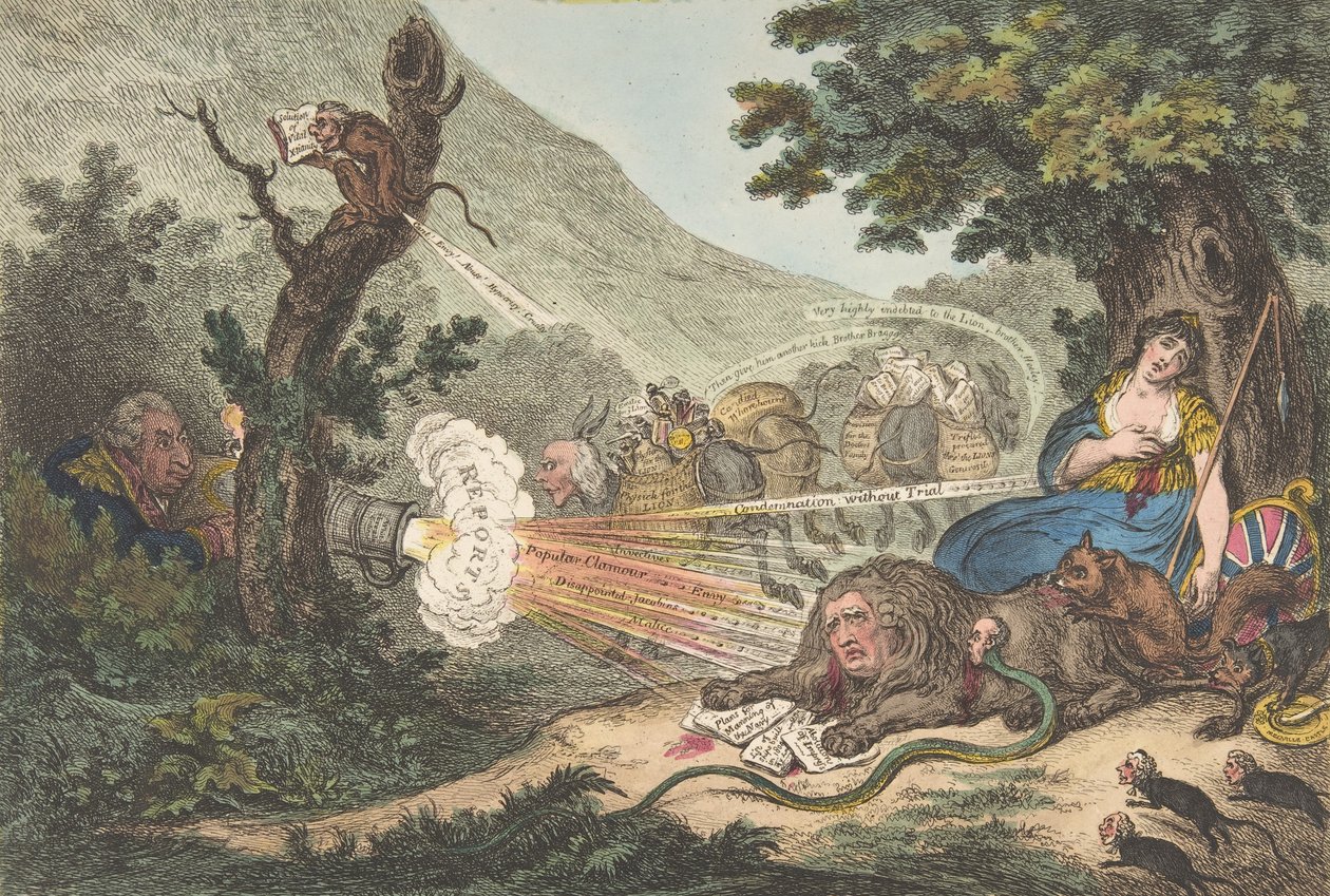 De gewonde leeuw, 16 juli 1805 door James Gillray