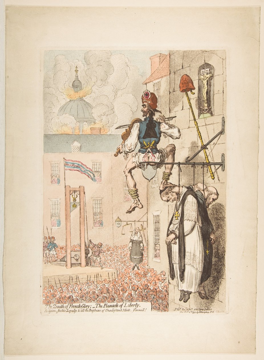Het Hoogtepunt van Franse Glorie, - de Piek van Vrijheid, 12 februari 1793 door James Gillray