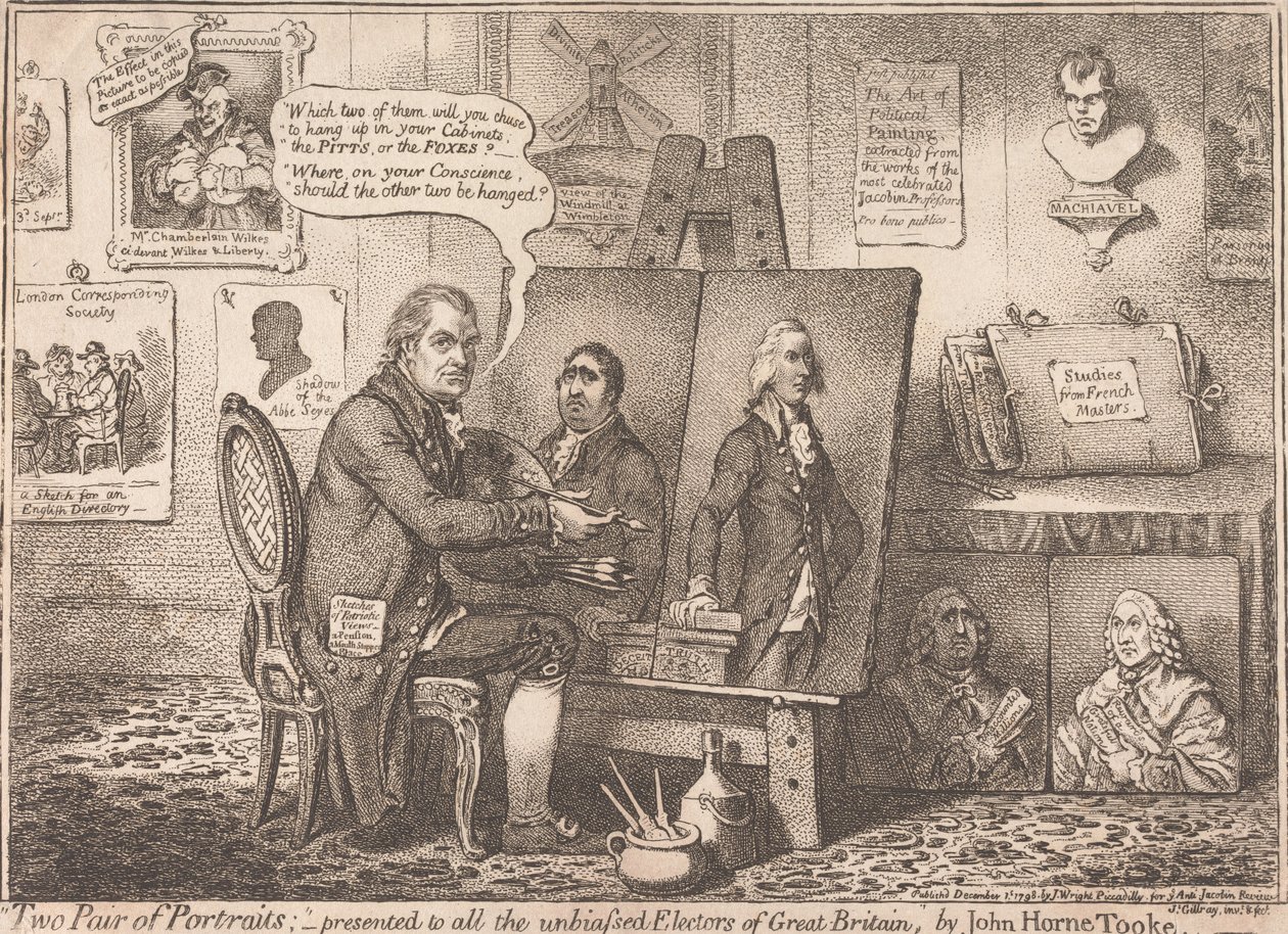 "Twee paar portretten"; opgedragen aan alle onpartijdige kiesmannen van Groot-Brittannië door James Gillray