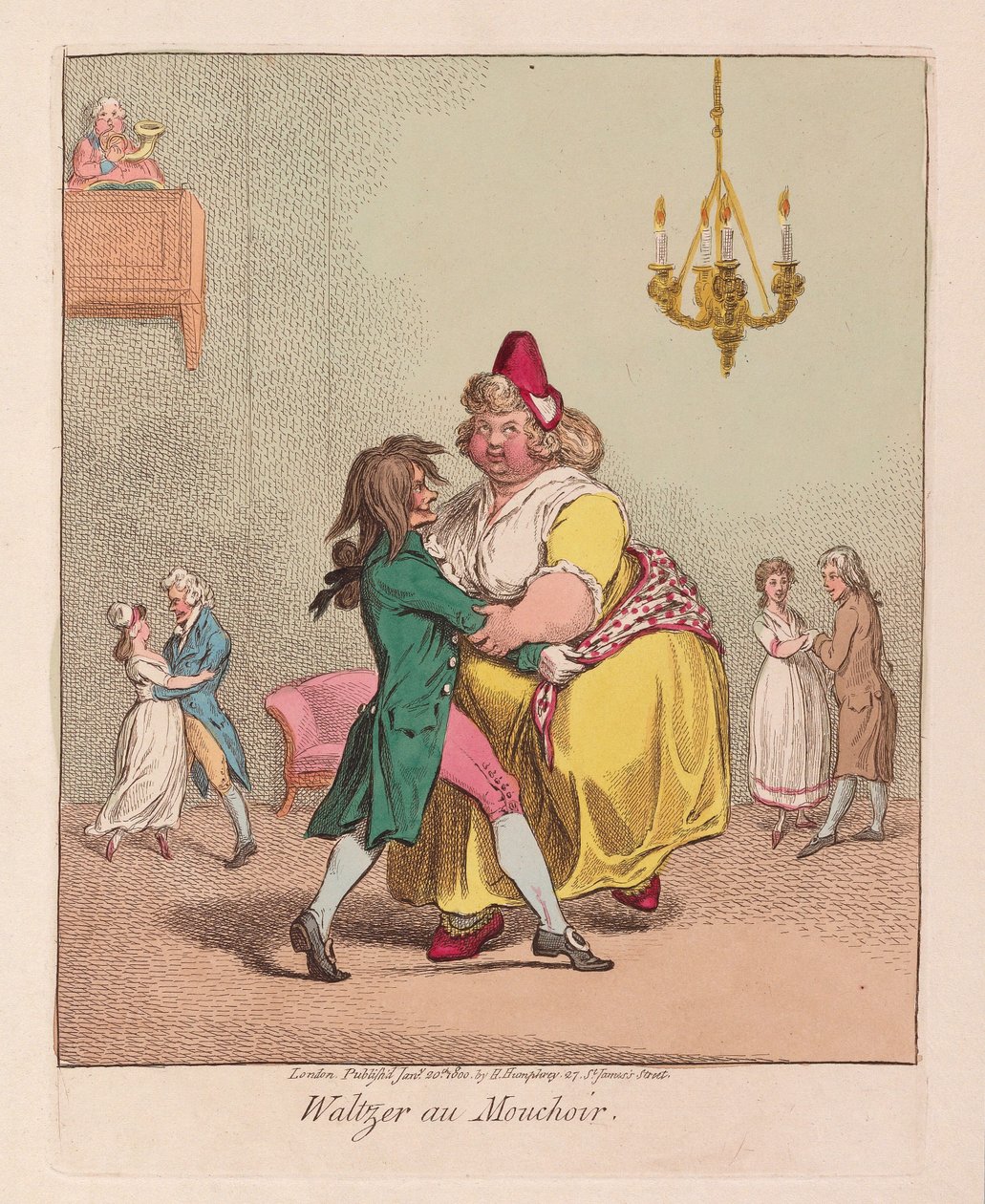Wals met Zakdoek, uitgegeven 1800 door James Gillray