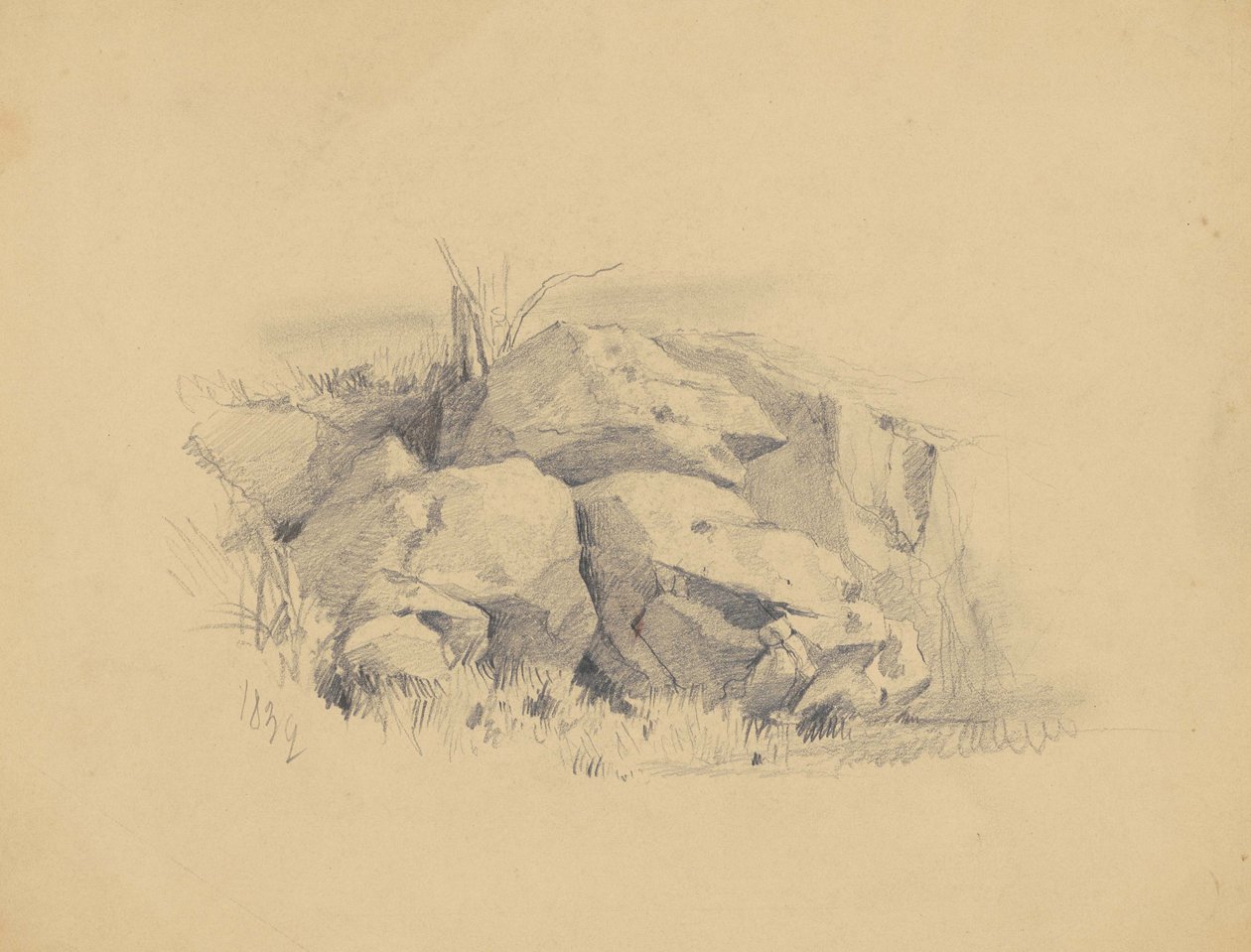 Rotsen, 1839 door James Goodwin Clonney