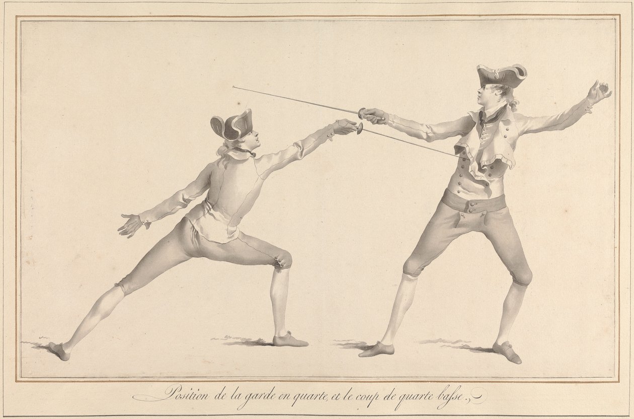 Positie van de garde in Quarte, en de slag van Quarte Basse door James Gwin
