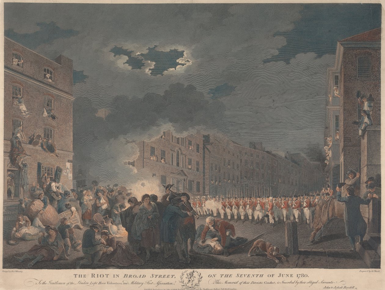 De rel in Broad Street op 7 juni 1780 door James Heath