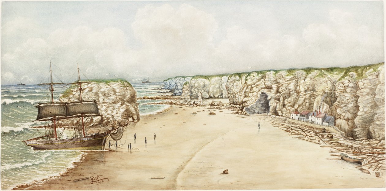 Brik aan de grond bij Marsden Rock door James Henry Cleet