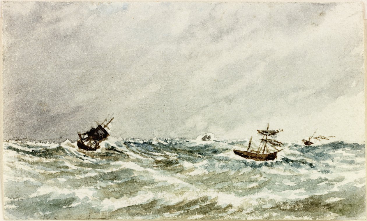 Storm op zee bij de Tyne door James Henry Cleet
