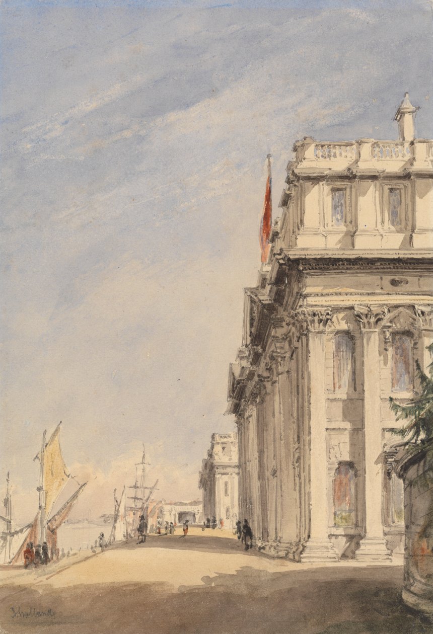 De gevel van het Royal Naval College, Greenwich door James Holland