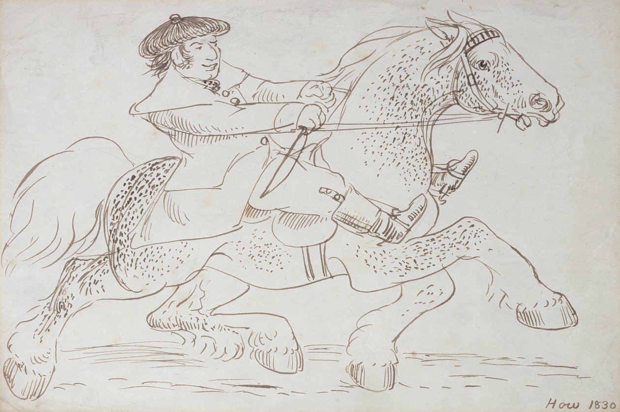 Een paardenhandelaar laat een jonge Clydesdale zien, 1830 door James Howe