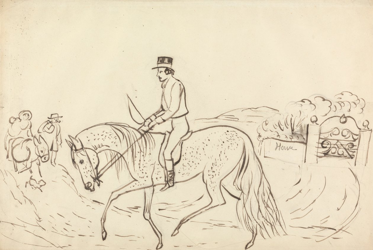 Scène met paard en ruiter door James Howe