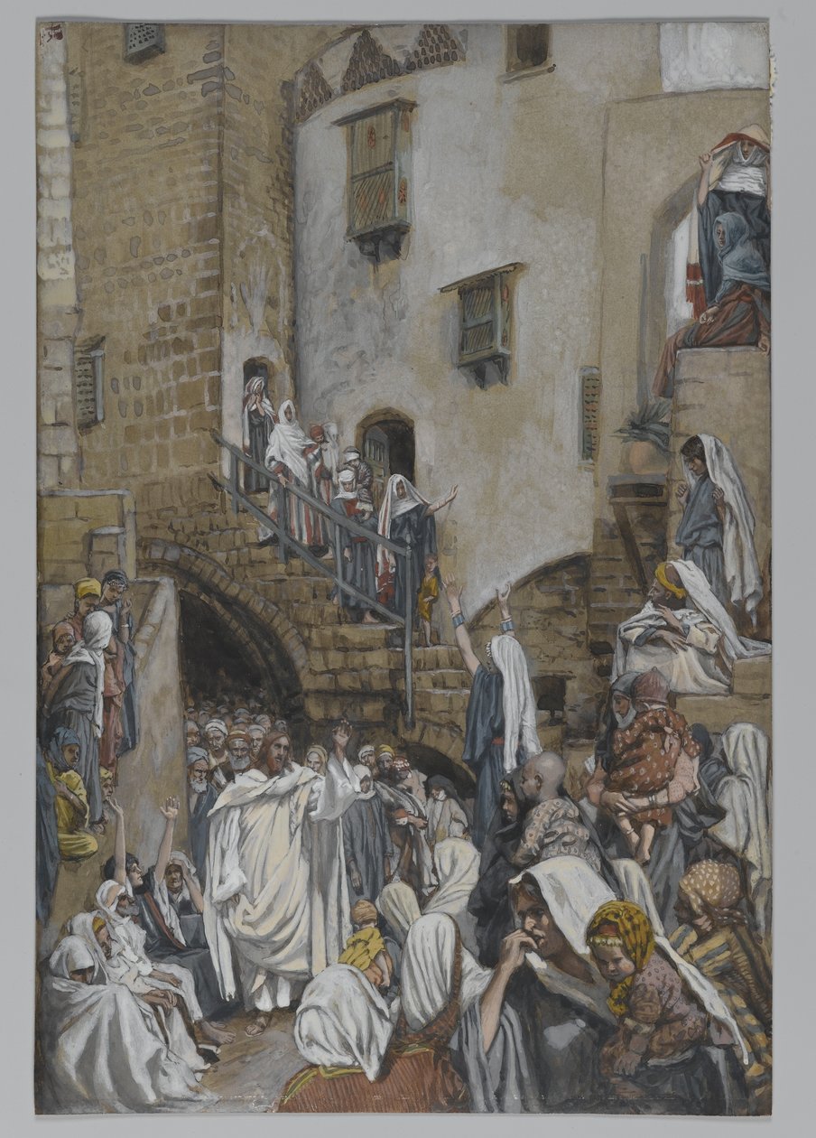 Een vrouw roept in de menigte, illustratie uit Het leven van onze Heer Jezus Christus, 1886-94 door James Jacques Joseph Tissot