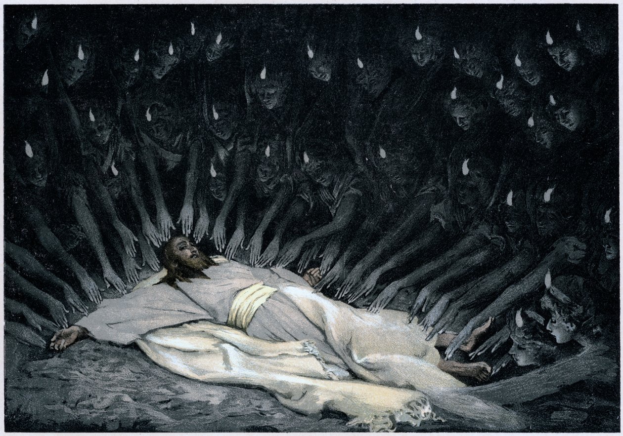 Engelen die Jezus dienen nadat de Duivel hem heeft verlaten, 1897 door James Jacques Joseph Tissot