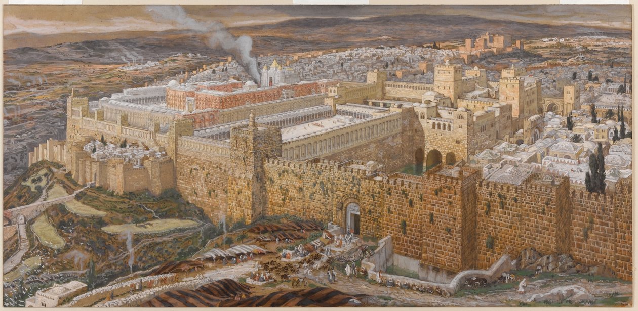 Jeruzalem en de Tempel van Herodes in de Tijd van Onze Heer, illustratie uit Het Leven van Christus, c.1886-94 door James Jacques Joseph Tissot
