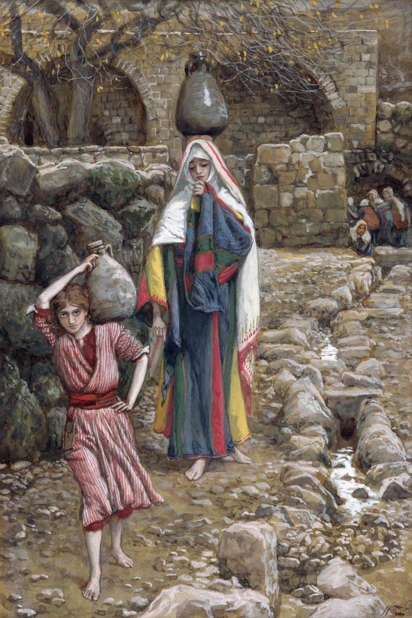 Jezus en zijn moeder bij de fontein, illustratie voor Het Leven van Christus door James Jacques Joseph Tissot