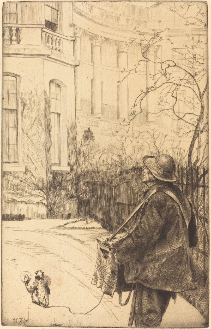 De orgeldraaier door James Jacques Joseph Tissot