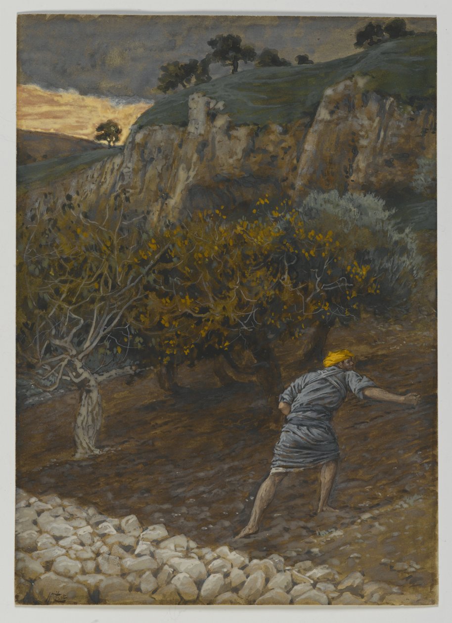 De vijand die zaait, illustratie uit Het leven van onze Heer Jezus Christus door James Jacques Joseph Tissot
