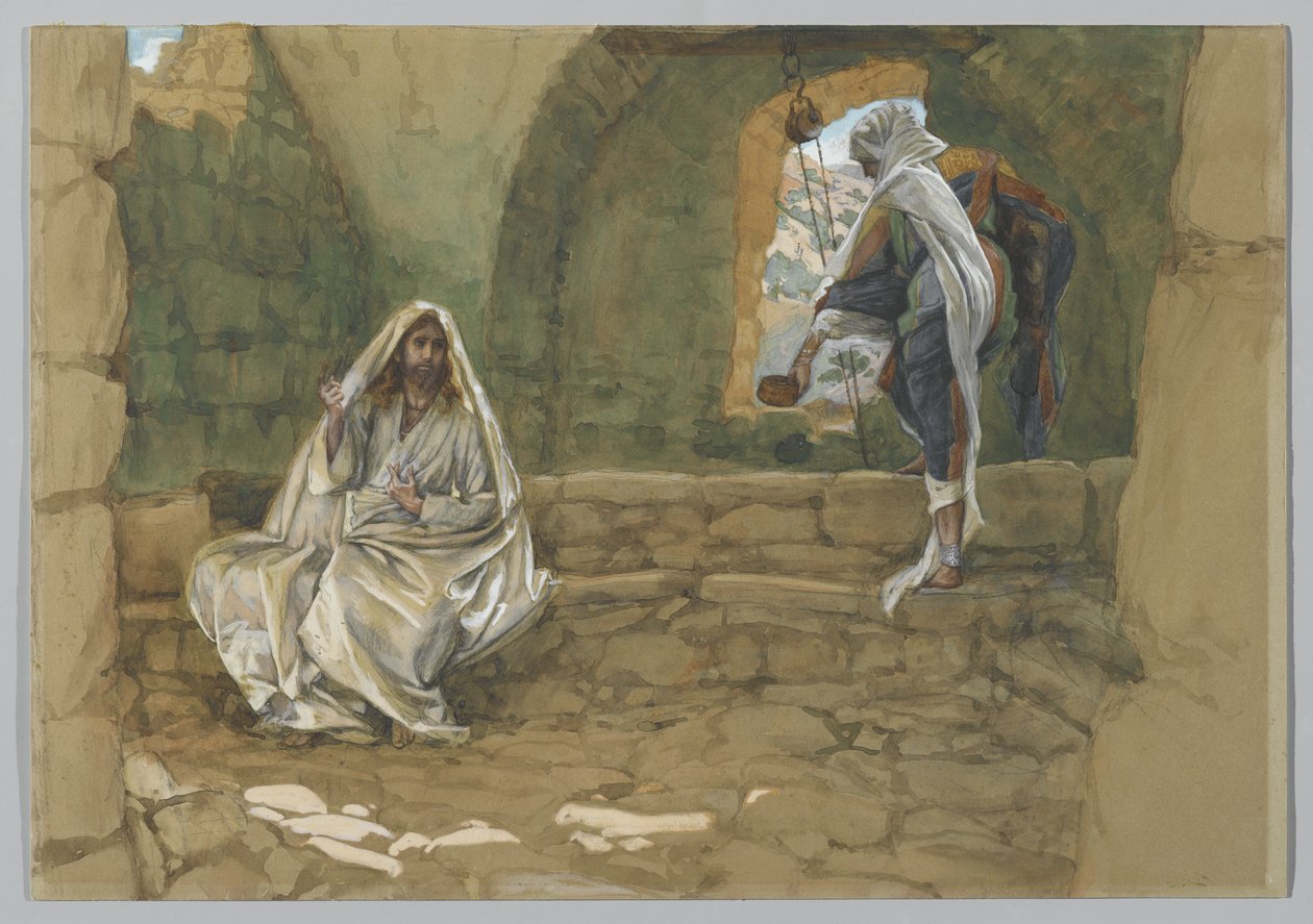 De vrouw van Samaria bij de bron, illustratie uit Het leven van onze Heer Jezus Christus door James Jacques Joseph Tissot