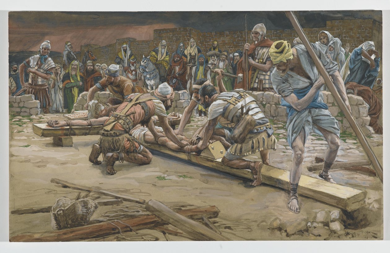 De Spijker voor de Voeten, illustratie uit Het Leven van Onze Heer Jezus Christus, 1886-94 door James Jacques Joseph Tissot