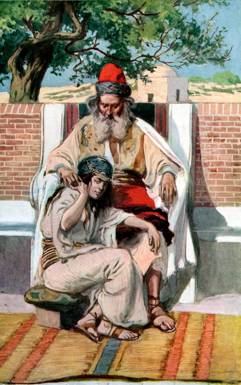 David en Abisag - Bijbel door James Jacques Joseph after Tissot