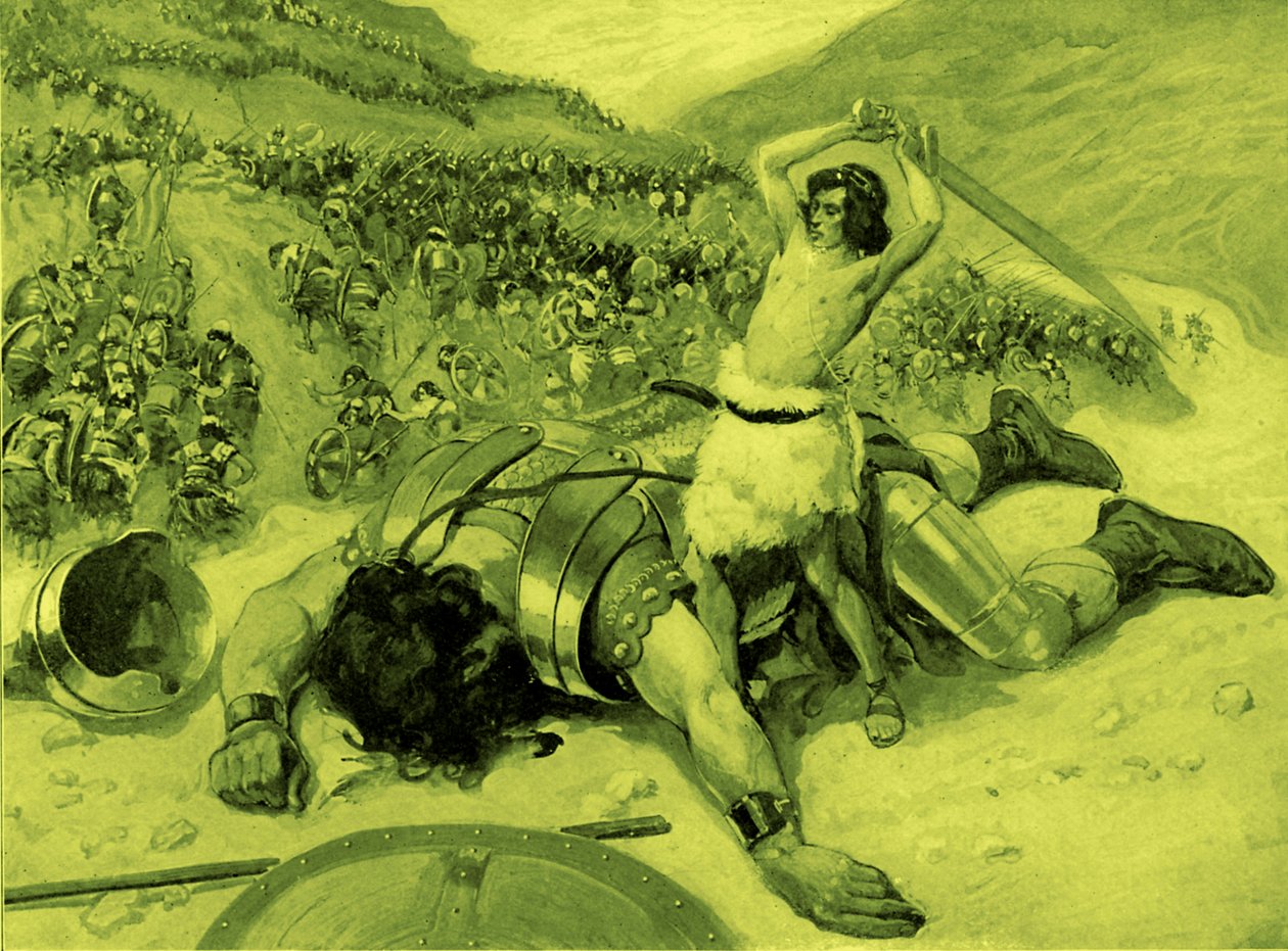 David hakt het hoofd van Goliath af door J James Tissot - Bijbel door James Jacques Joseph after Tissot