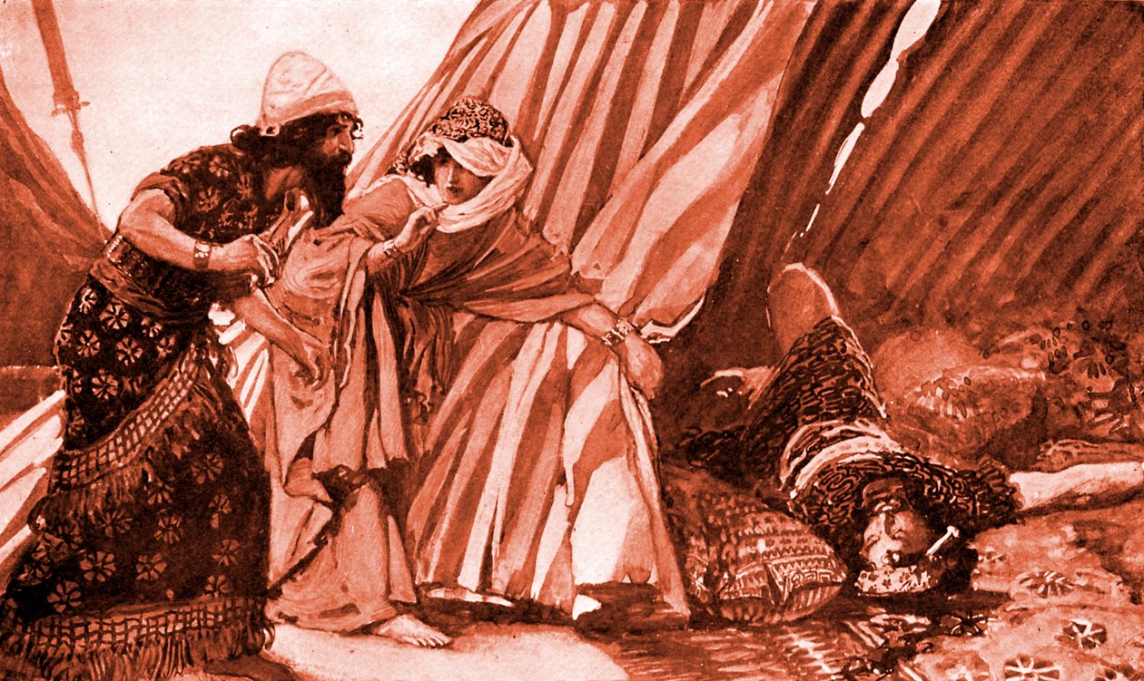 Jaël toont Barak Sisera liggend dood - Bijbel door James Jacques Joseph after Tissot