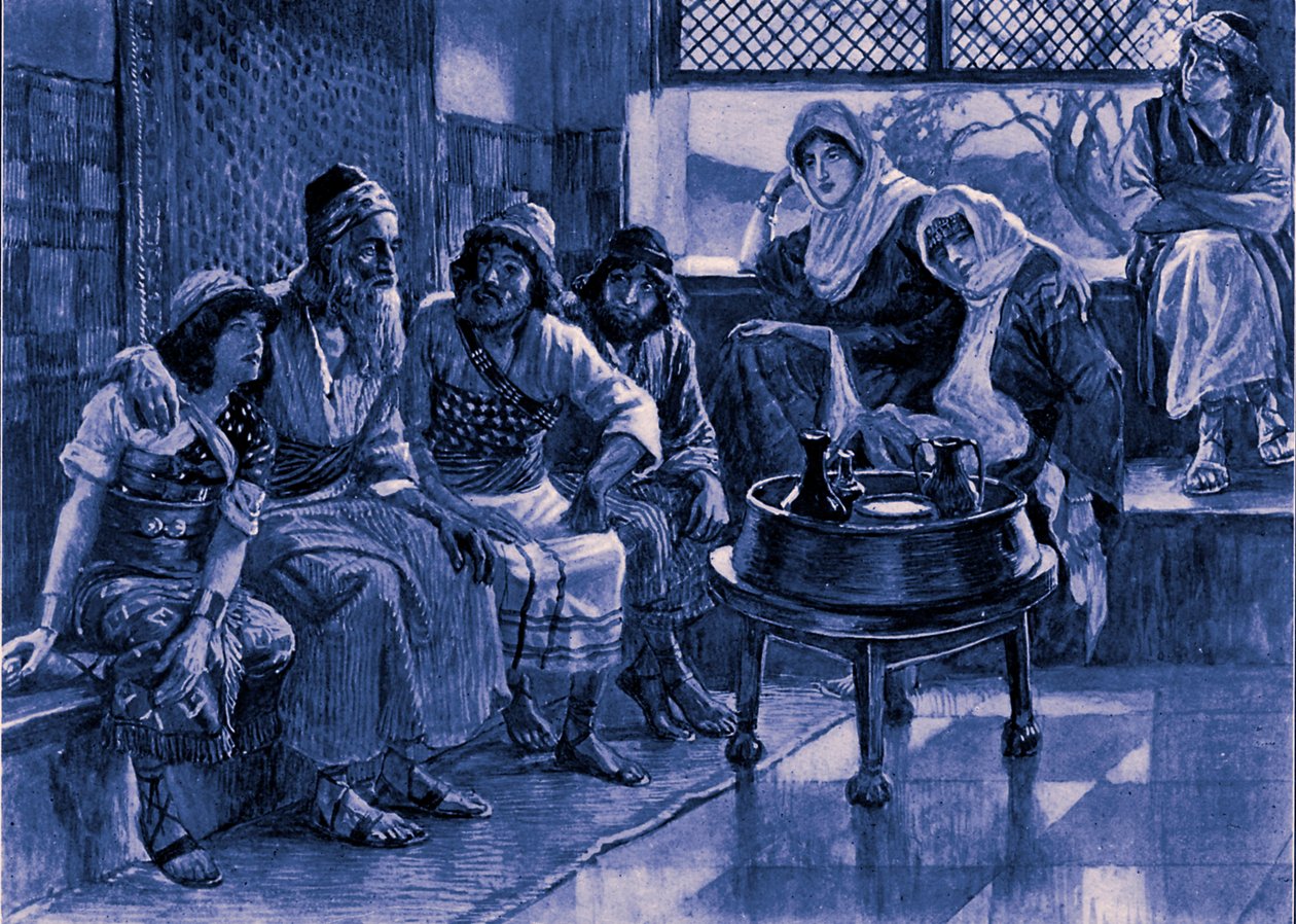 Job en zijn familie - Bijbel door James Jacques Joseph after Tissot