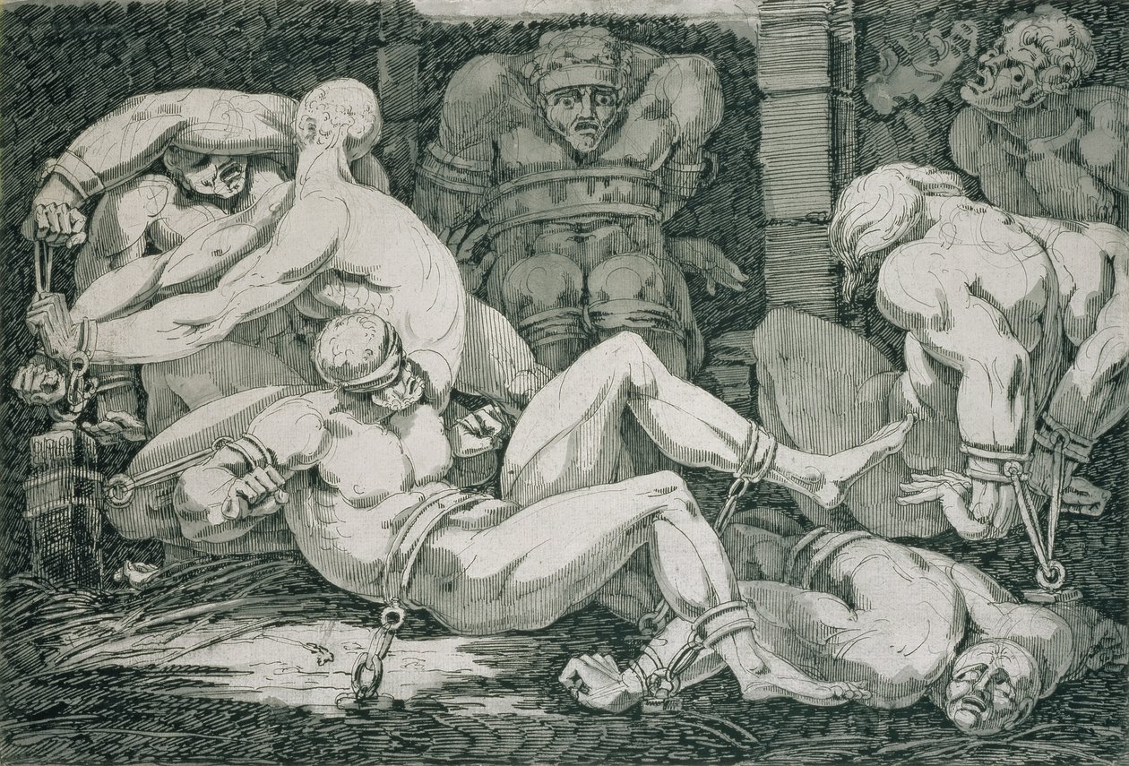 Ugolino en zijn zonen in de toren van de hongersnood, 18e eeuw door James Jefferys