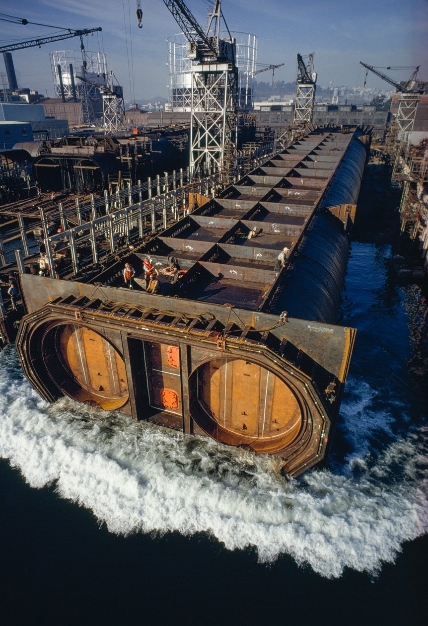 Een sectie van een tunnelbuis voor BART, Bay Area Rapid Transit massatransportsysteem door James L Stanfield