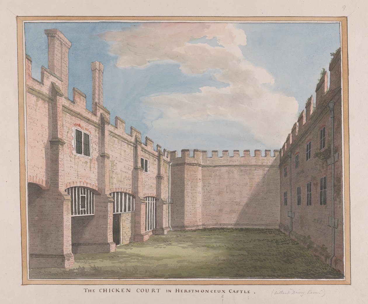 Herstmonceux Kasteel, East Sussex: De Kippenhof door James Lambert  of Lewes