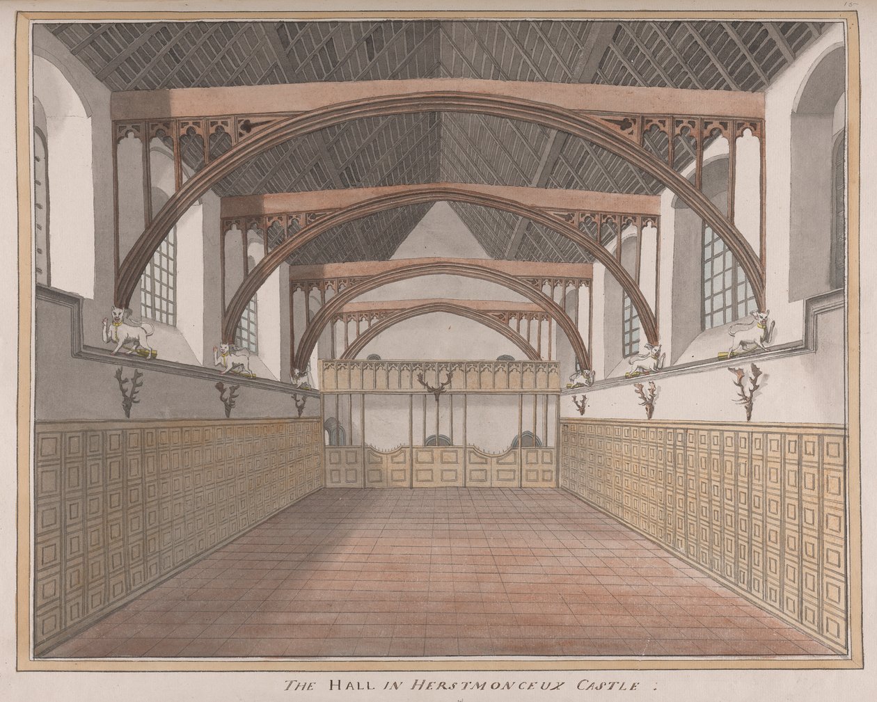 Herstmonceux Castle, East Sussex: De hal door James Lambert  of Lewes