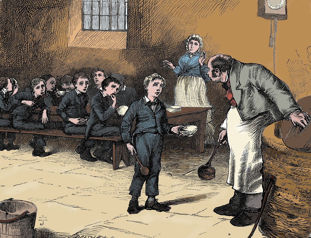 Scène uit Oliver Twist van Charles Dickens, 1836 door James Mahoney