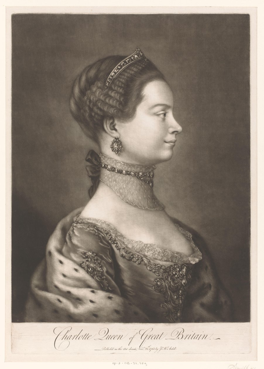 Portret van Charlotte van Mecklenburg door James McArdell