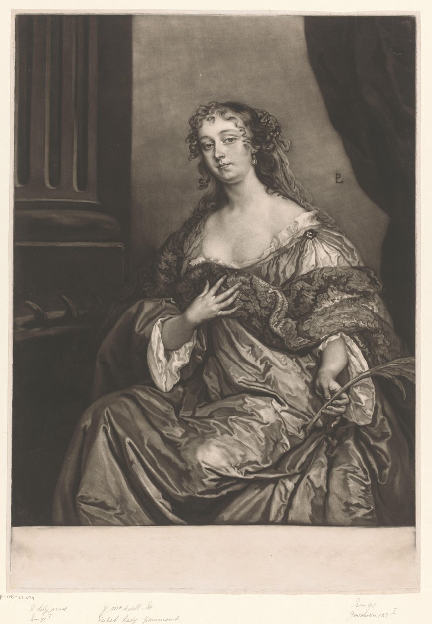 Portret van Elizabeth Hamilton als de heilige Catharina door James McArdell